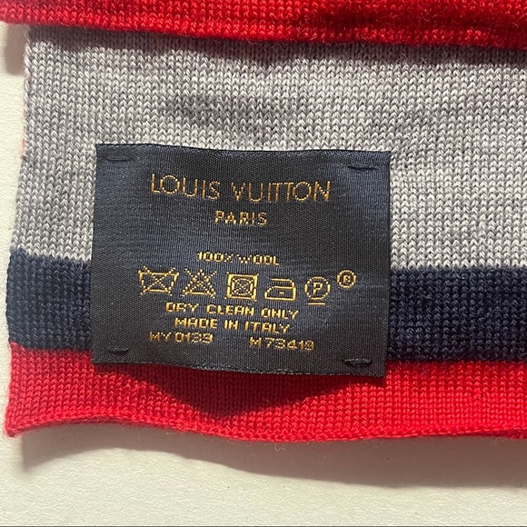 Louis Vuitton LV Scarf W/Receipt🧣🧾Red X Navy Blue X Grey (OPEN BOX NEVER WORN) - Picture 9 of 16